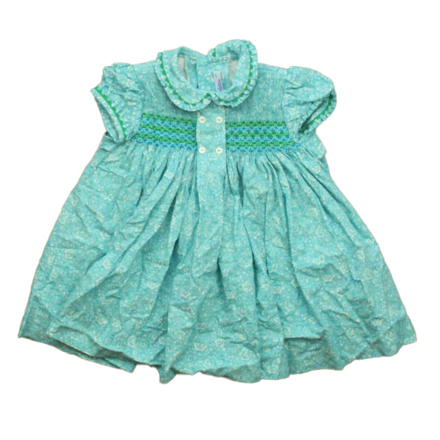 Piccolettas Girls Aqua Floral Dress Size: 12 Months Aqua Floral