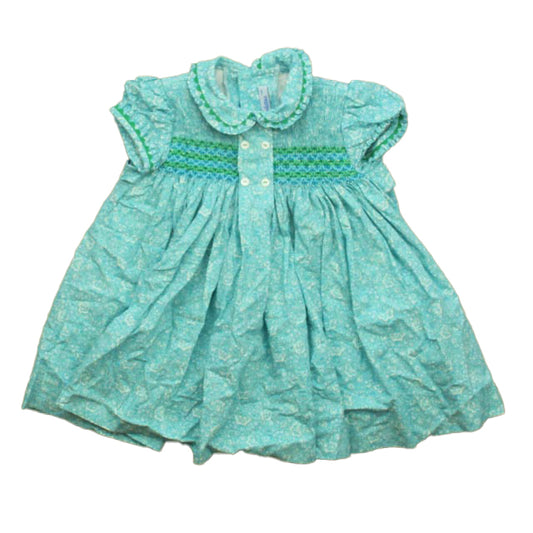 Piccolettas Girls Aqua Floral Dress Size: 12 Months Aqua Floral