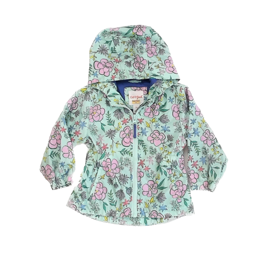 Cat & Jack Girls Aqua Floral Rain Coat Size: 12-18 Months Aqua Floral