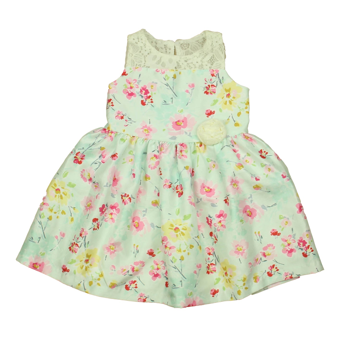 Bonnie Jean Girls Aqua Floral Dress Size: 24 Months Aqua Floral
