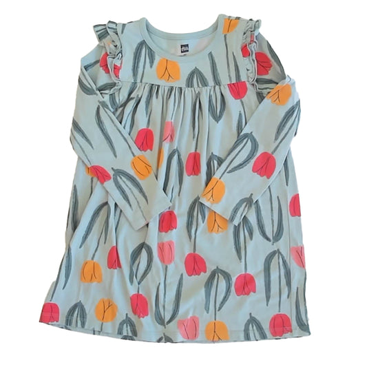 Tea Collection Girls Aqua Floral Dress Size: 4T Aqua Floral