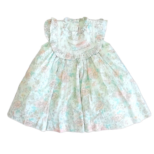 Janie & Jack Girls Aqua Floral Dress Size: 6-12 Months Aqua Floral