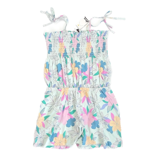 Tea Collection Girls Aqua Flowers Romper Size: 16 Years Aqua Flowers