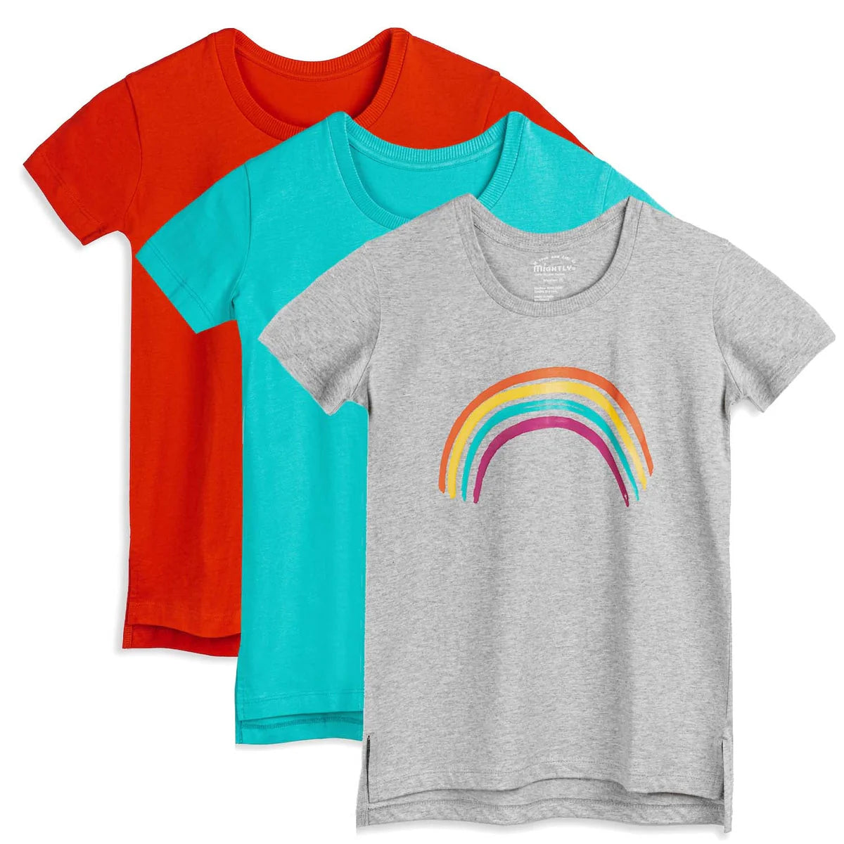 Mightly Girls Aqua | Gray | Red T-Shirt Size: 2-5T Aqua | Gray | Red