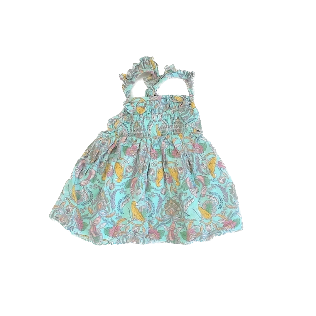 Haute Hippie Girls Aqua Jungle Sun Dress Size: 4T Aqua Jungle