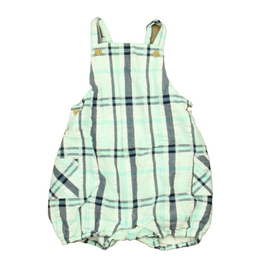 Janie and Jack Boys Aqua | Navy Plaid Romper Size: 6-12 Months Aqua | Navy Plaid