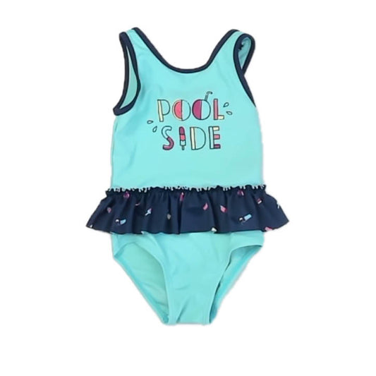 Joe Fresh Girls Aqua | Navy 1-piece Swimsuit Size: 12-18 Months Aqua | Navy