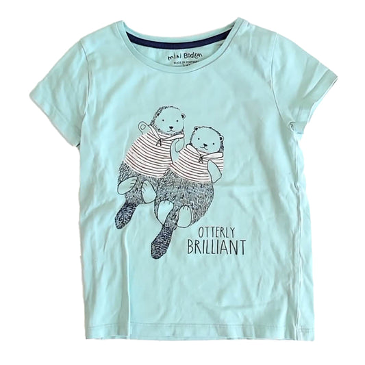 Boden Girls Aqua Otters T-Shirt Size: 3-4T Aqua Otters