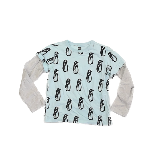 Tea Collection Boys Aqua Penguin Long Sleeve T-Shirt Size: 6 Years Aqua Penguin
