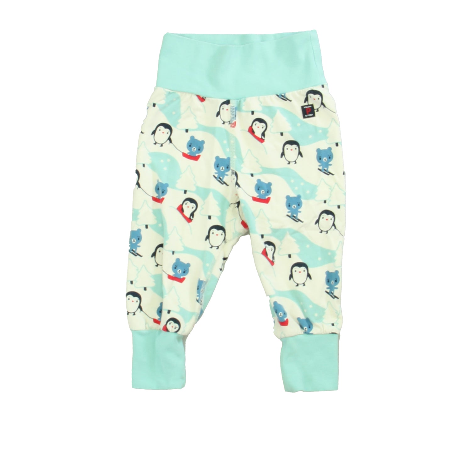 Polarn O. Pyret Boys Aqua | Penguins Leggings Size: 4-6 Months Aqua | Penguins