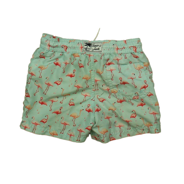 Janie and Jack Girls Aqua | Pink Flamigos Trunks Size: 3T Aqua | Pink Flamigos