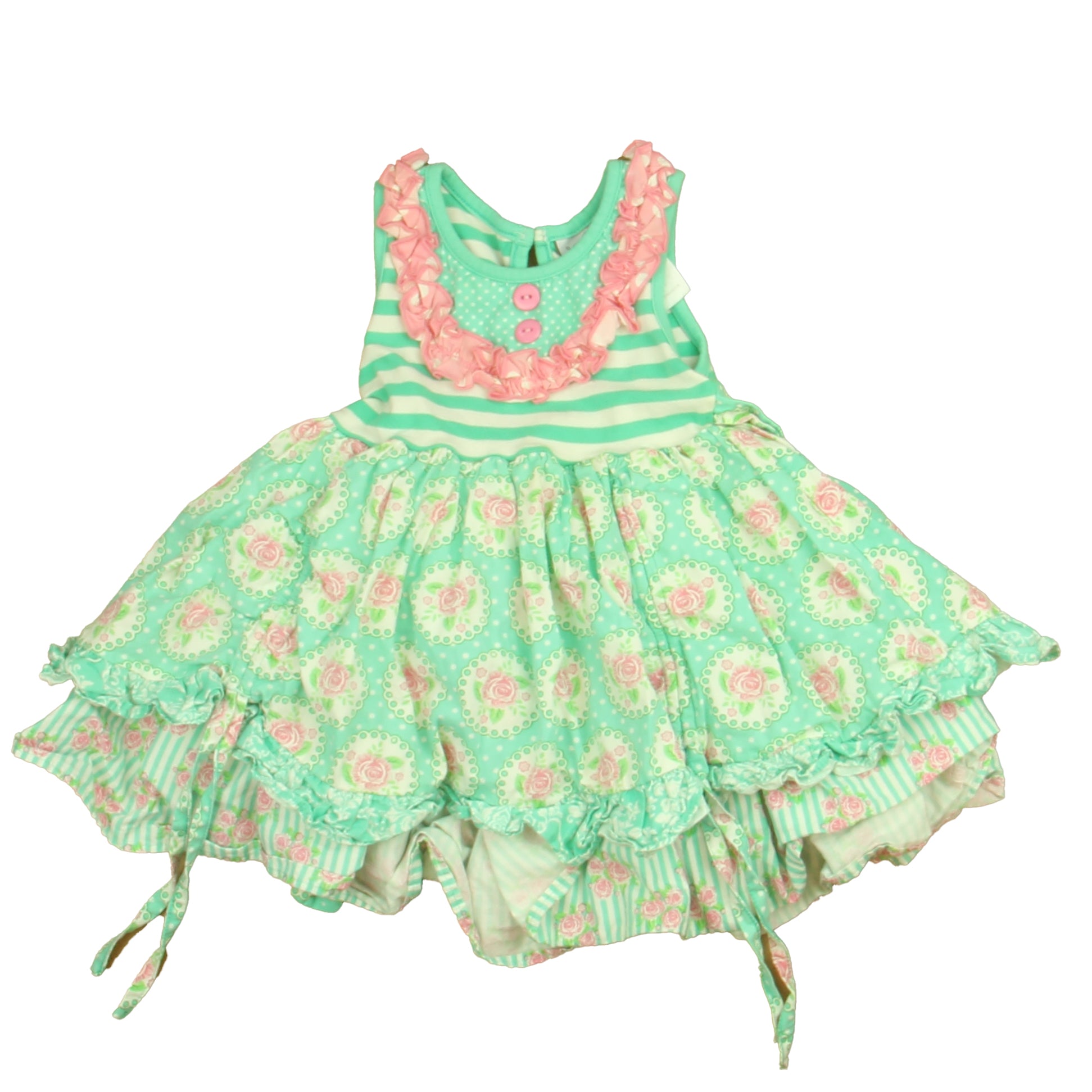 Serendipity Girls Aqua | Pink Floral Dress Size: 2T Aqua | Pink Floral