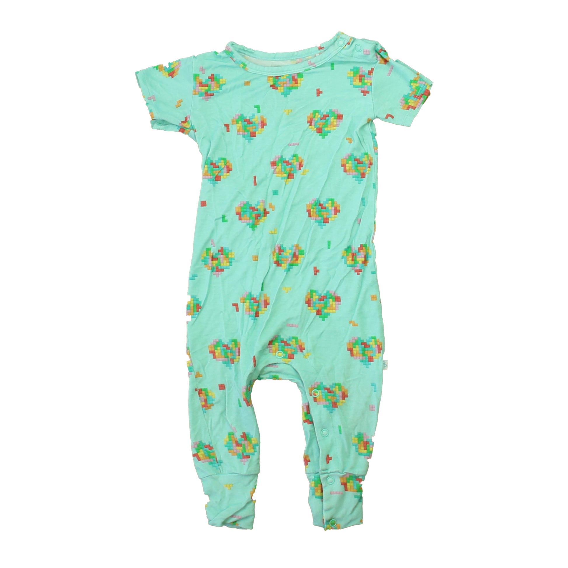 Posh Peanut Boys Aqua | Red | Green Hearts Romper Size: 12-18 Months Aqua | Red | Green Hearts