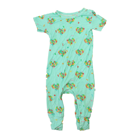 Posh Peanut Boys Aqua | Red | Green Hearts Romper Size: 12-18 Months Aqua | Red | Green Hearts