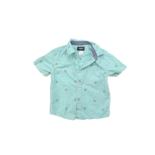 Osh Kosh Boys Aqua Sharks Button Down Short Sleeve Size: 4T Aqua Sharks