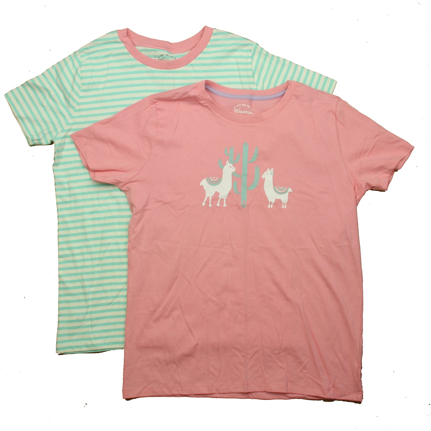 Mightly Girls Aqua Stripe | Pink T-Shirt Size: 14 Years