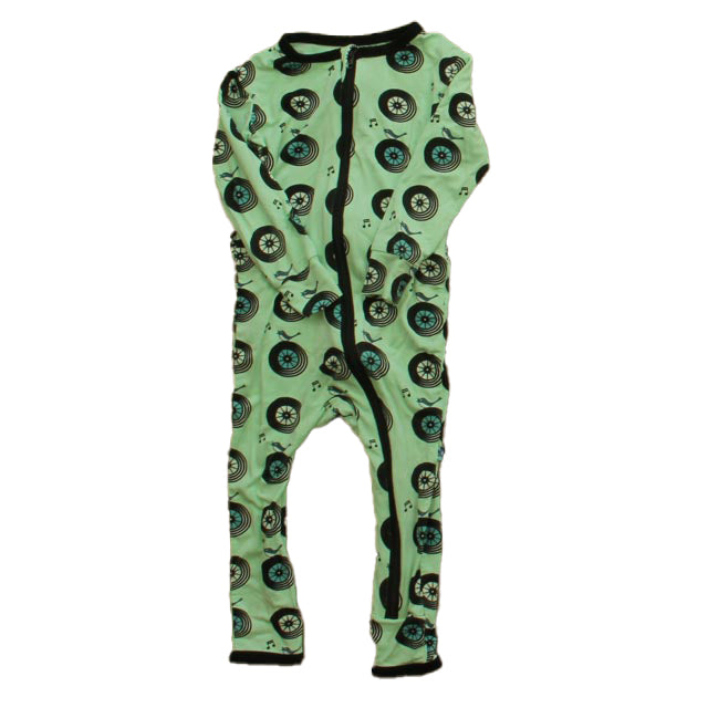 Kickee Pants Boys Aqua Tires 1-piece Non-footed Pajamas Size: 9-12 Months