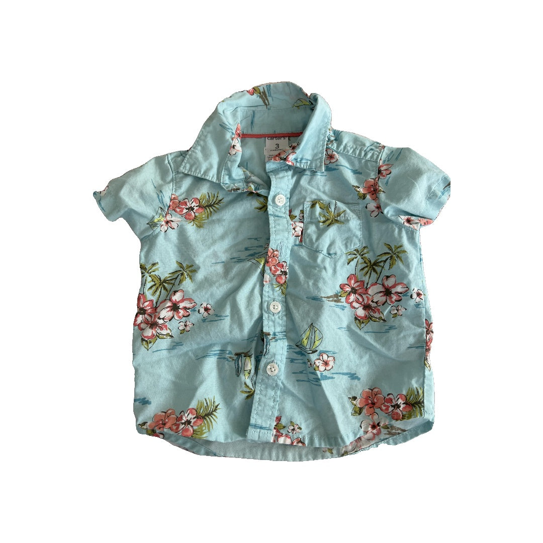 Carters Boys Aqua | Tropical Button Down Short Sleeve Size: 3 months Aqua | Tropical