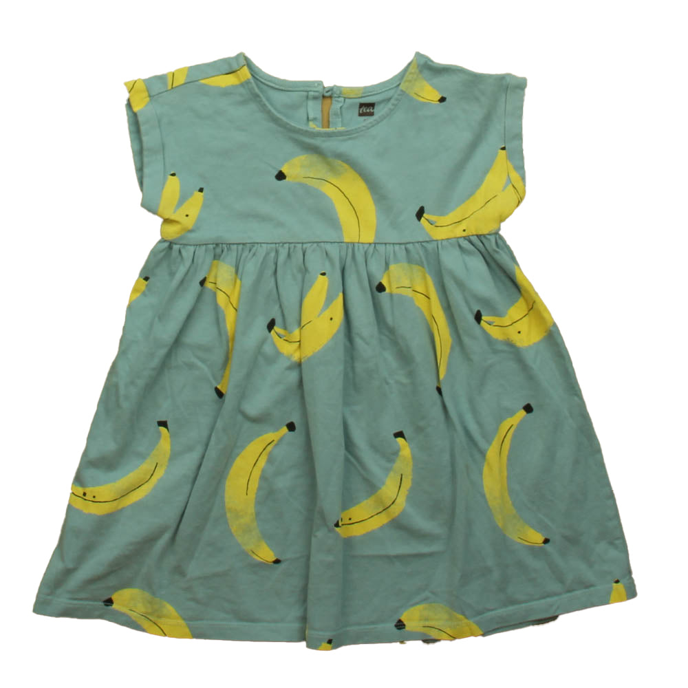 Tea Girls Aqua | Yellow Banana Dress Size: 4T Aqua | Yellow Banana