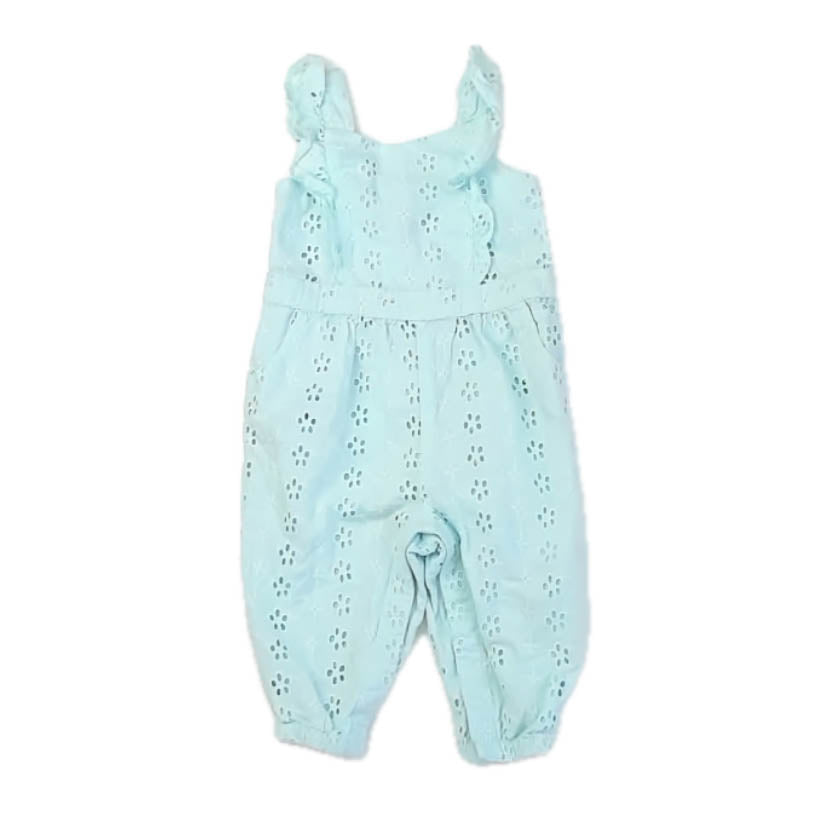 Janie and Jack Girls Aqua Romper Size: 12-18 Months Aqua