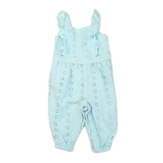 Janie and Jack Girls Aqua Romper Size: 12-18 Months Aqua