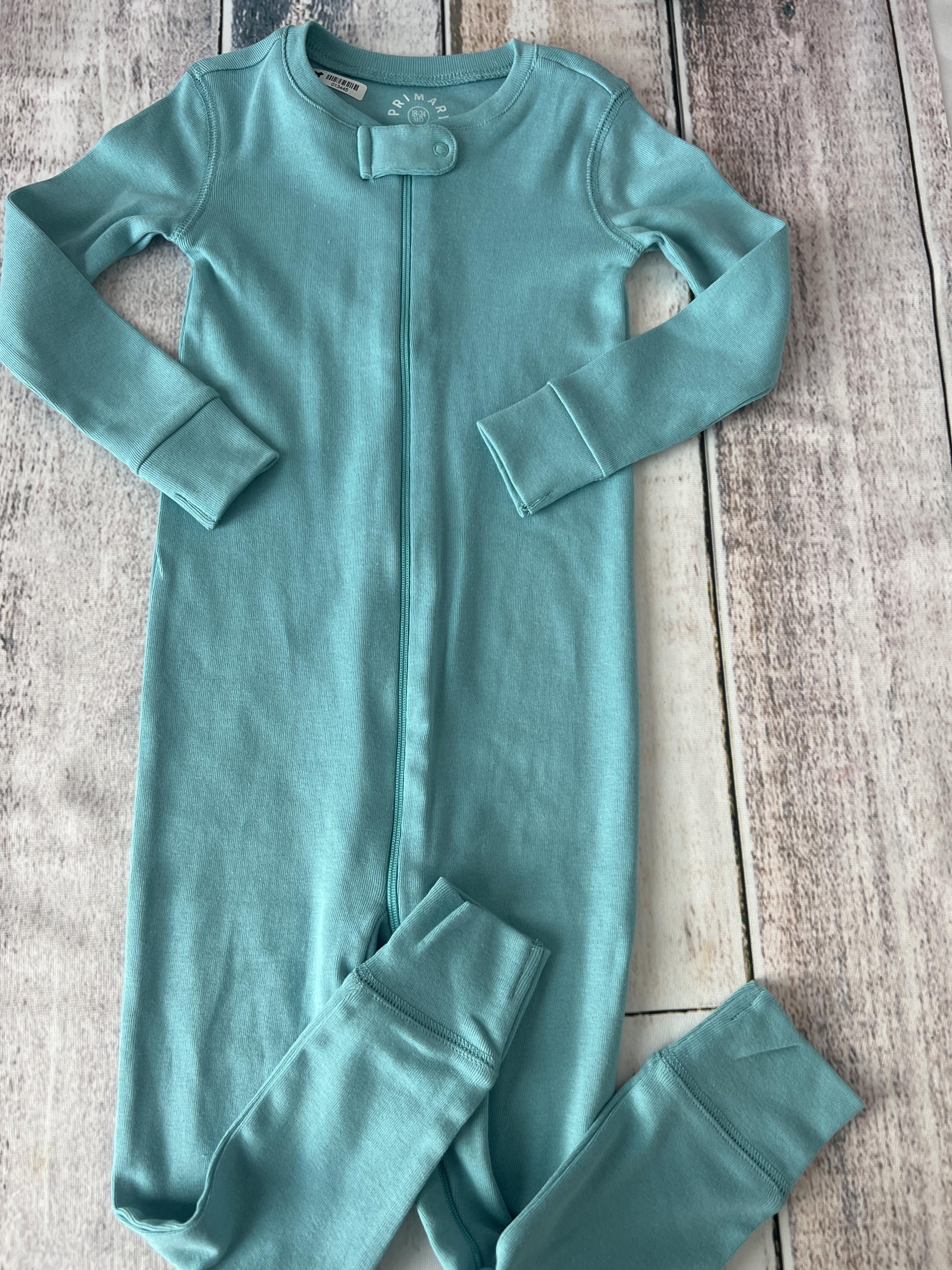 Primary Unisex Aqua Long Sleeve Outfit Size: 18-24 months Aqua