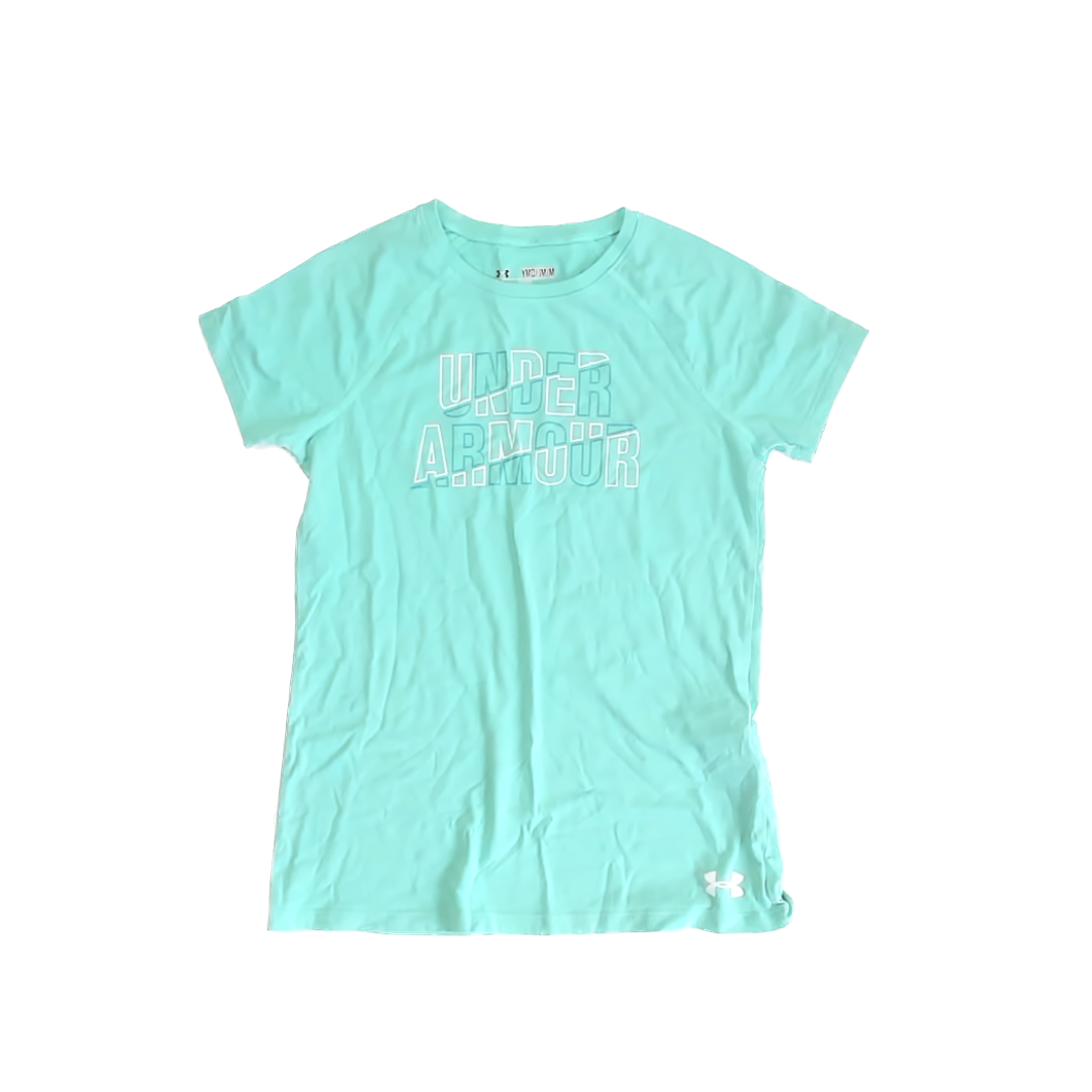 Under Armour Girls Aqua Athletic Top Size: 10-12 Years Aqua