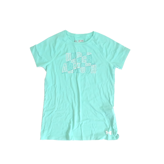 Under Armour Girls Aqua Athletic Top Size: 10-12 Years Aqua