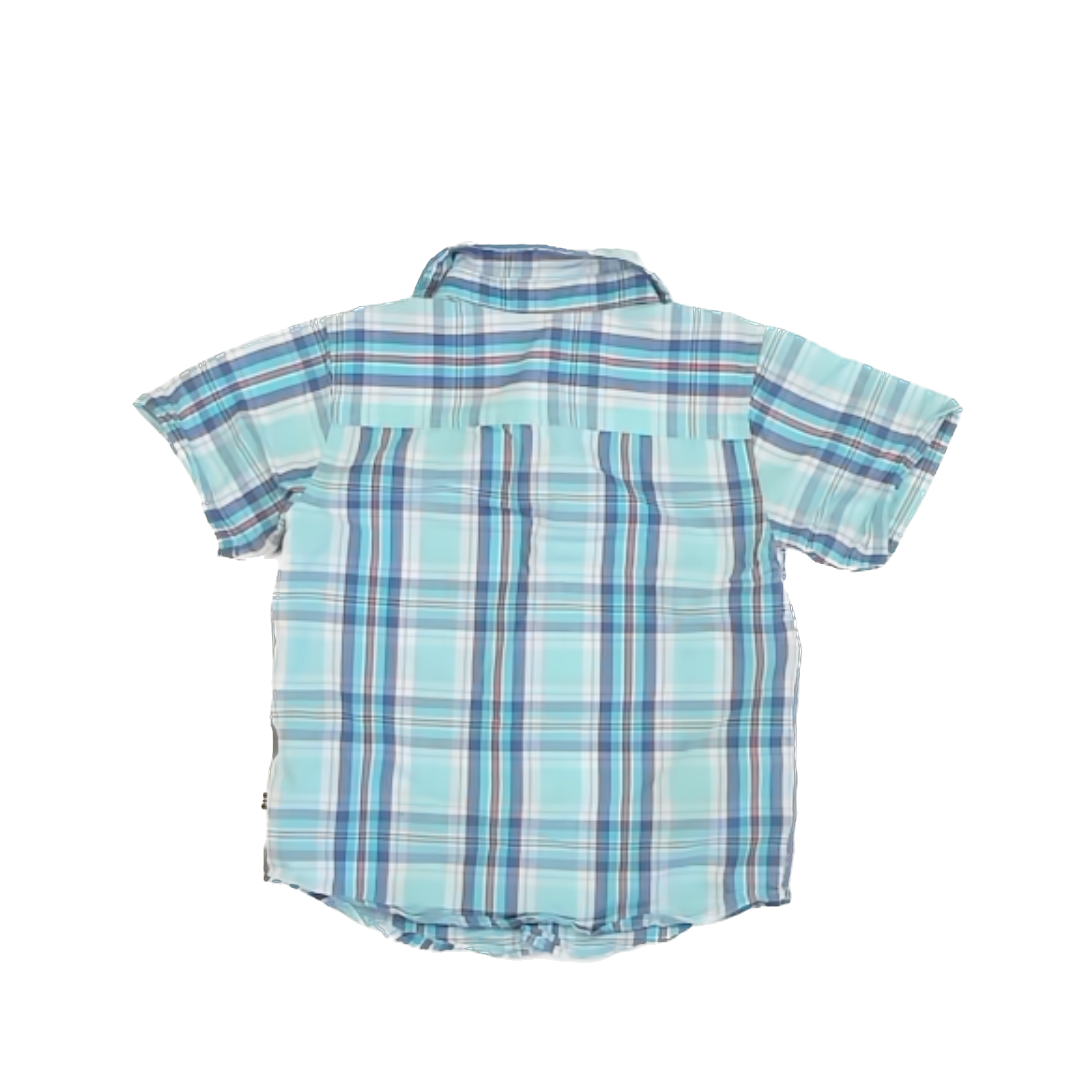 Nautica Boys Aqua Button Down Short Sleeve Size: 3T Aqua