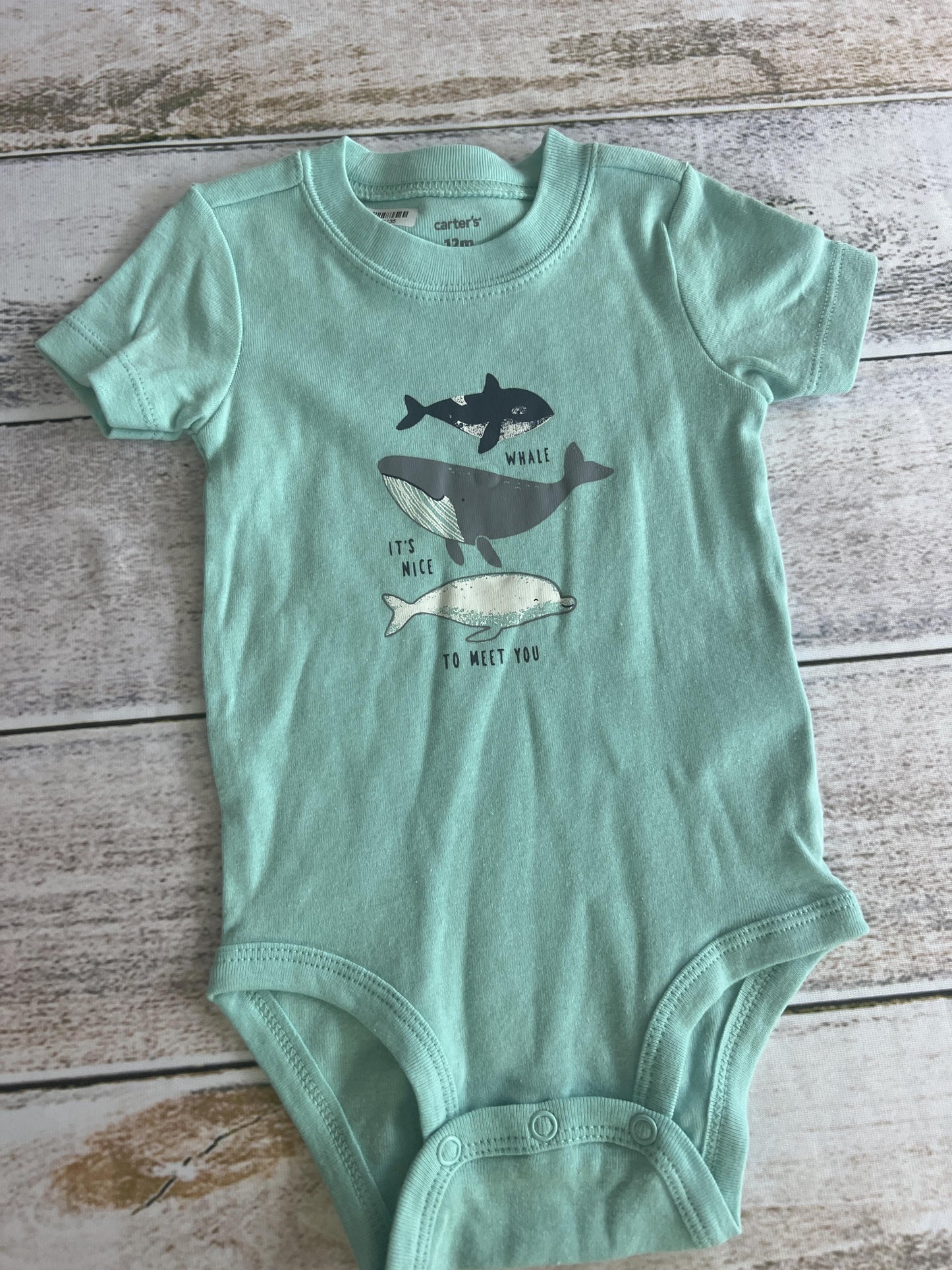 Carters Boys Aqua Onesie Size: 12 months Aqua