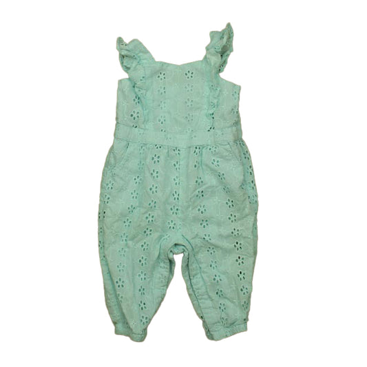 Janie and Jack Girls Aqua Romper Size: 12-18 Months