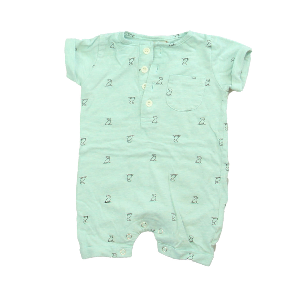 Me & Henry Boys Aqua Romper Size: 3-6 Months Aqua