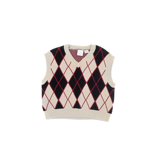 Zara Boys Argyle Black | Red | Tan Sweater Vest Size: 2-3T Argyle Black | Red | Tan