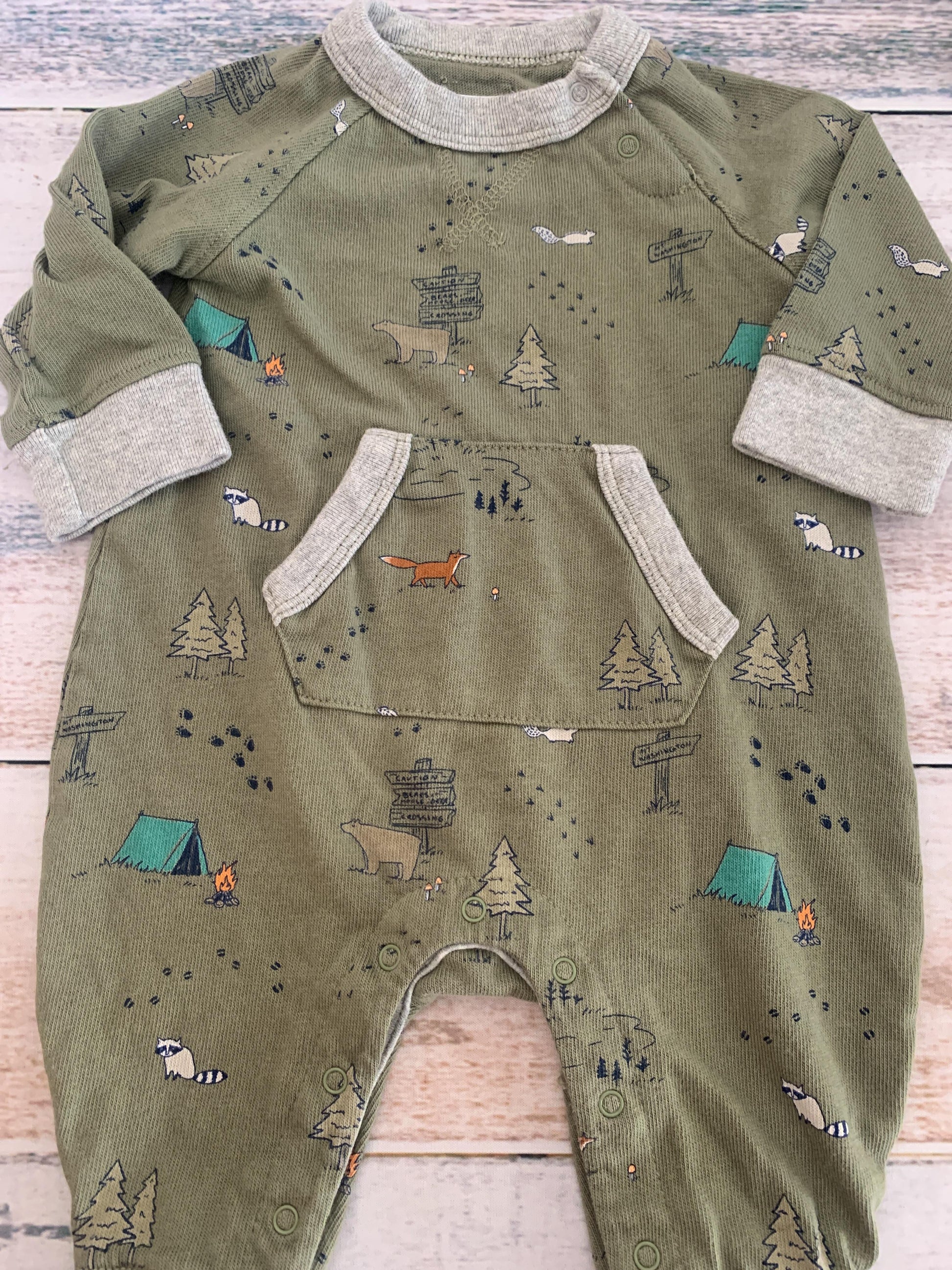 Gap Boys Army Green | animals Long Sleeve Outfit Size: 3-6 months Army Green | animals