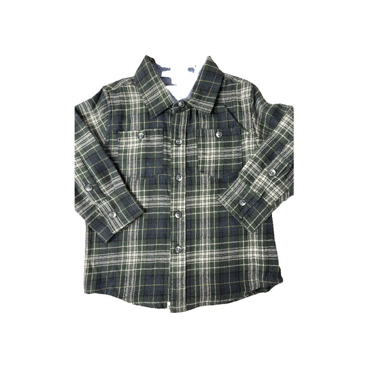 Sovereign Code Boys Army Green | Forest Green | Wool White Button Down Short Sleeve Size: 24 months Army Green | Forest Green | Wool White
