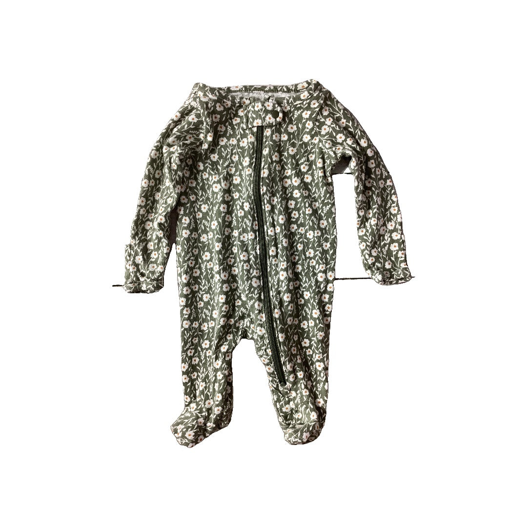 Girls Army Green | light green | White | Floral Pajamas Size: Newborn Army Green | light green | White | Floral