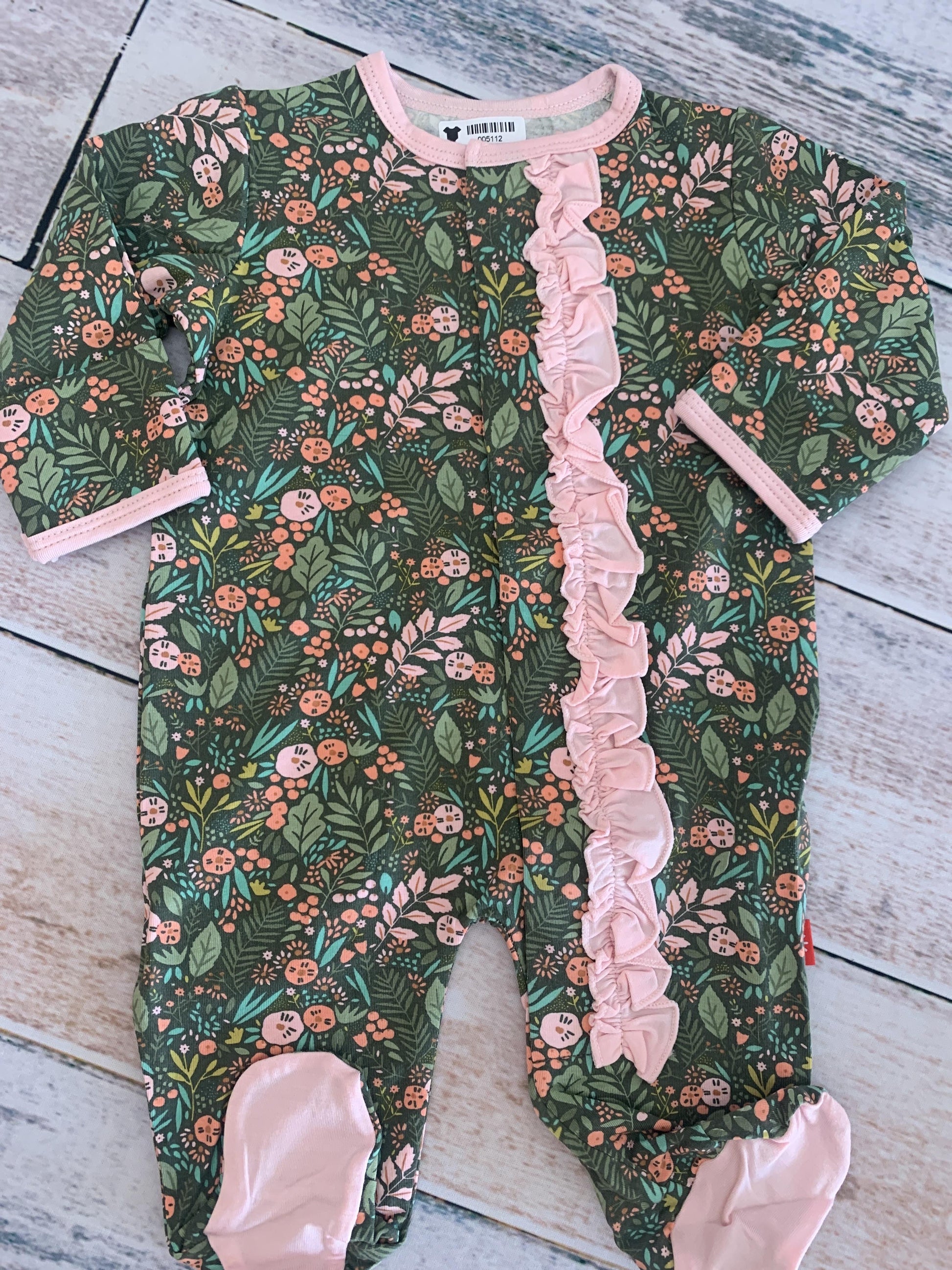 Magnetic Me Girls Army Green | Pink floral Pajamas Size: Newborn Army Green | Pink floral