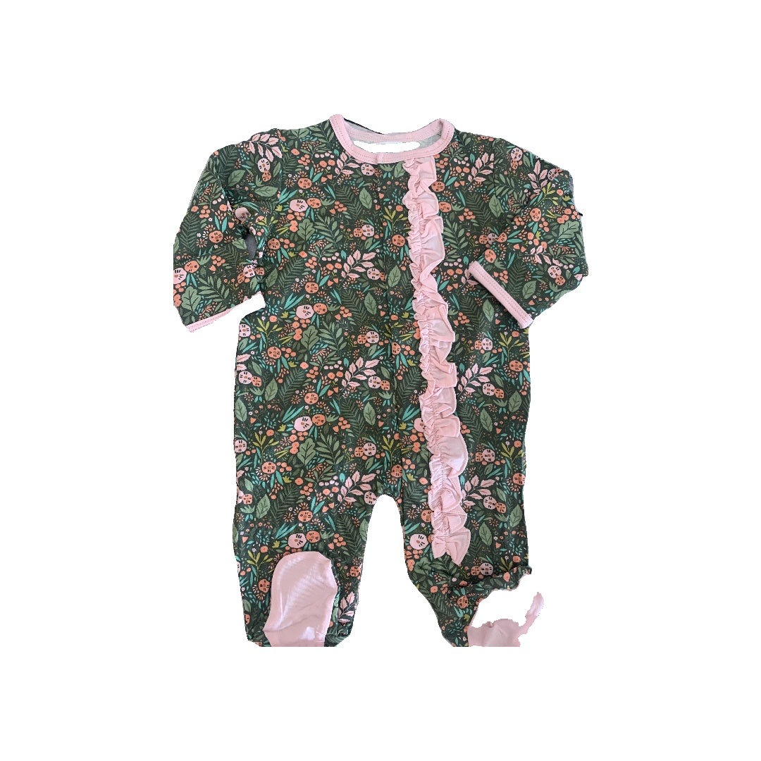 Magnetic Me Girls Army Green | Pink floral Pajamas Size: Newborn Army Green | Pink floral