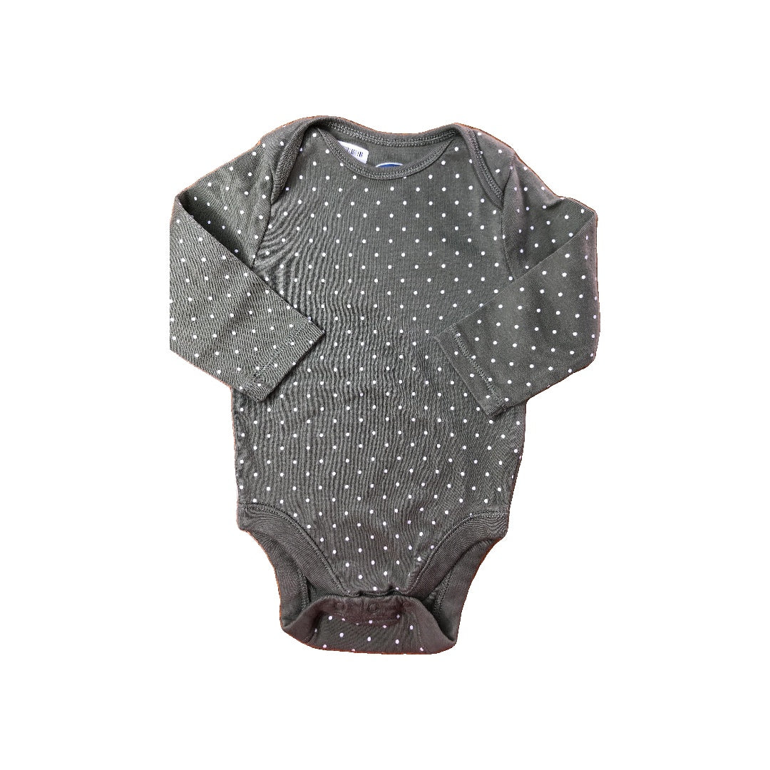 Old Navy Unisex Army Green | polka dot | White Onesie Size: 3-6 months Army Green | polka dot | White
