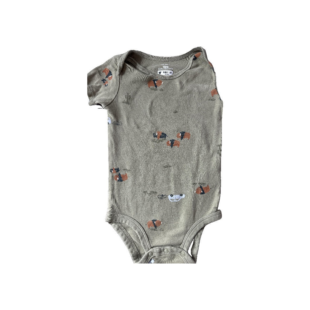 Carters Unisex Army Green Onesie Size: 18 months Army Green