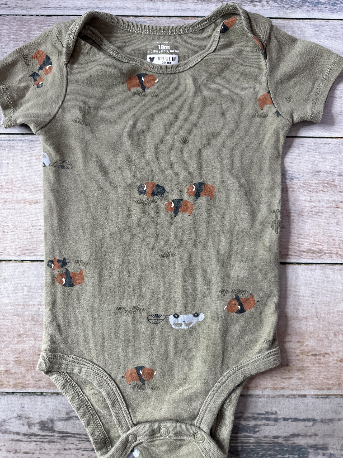 Carters Unisex Army Green Onesie Size: 18 months Army Green