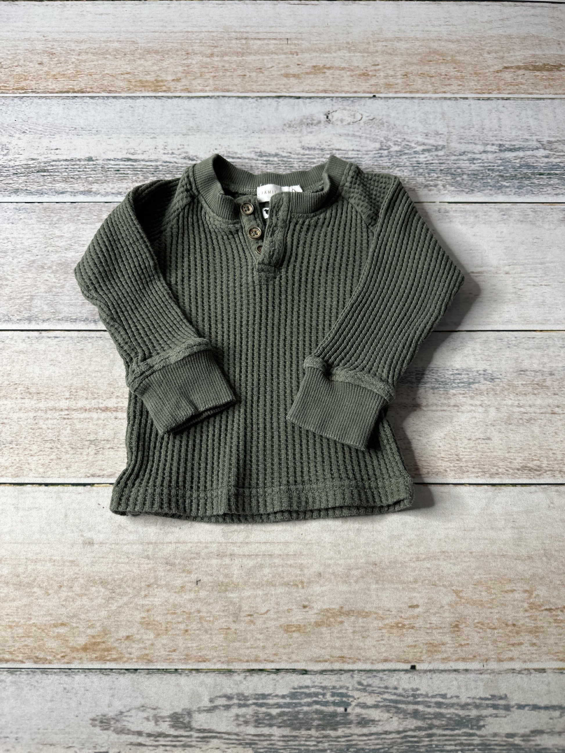 Jamie Kay Boys Army Green Long Sleeve Shirt Size: 12 months Army Green