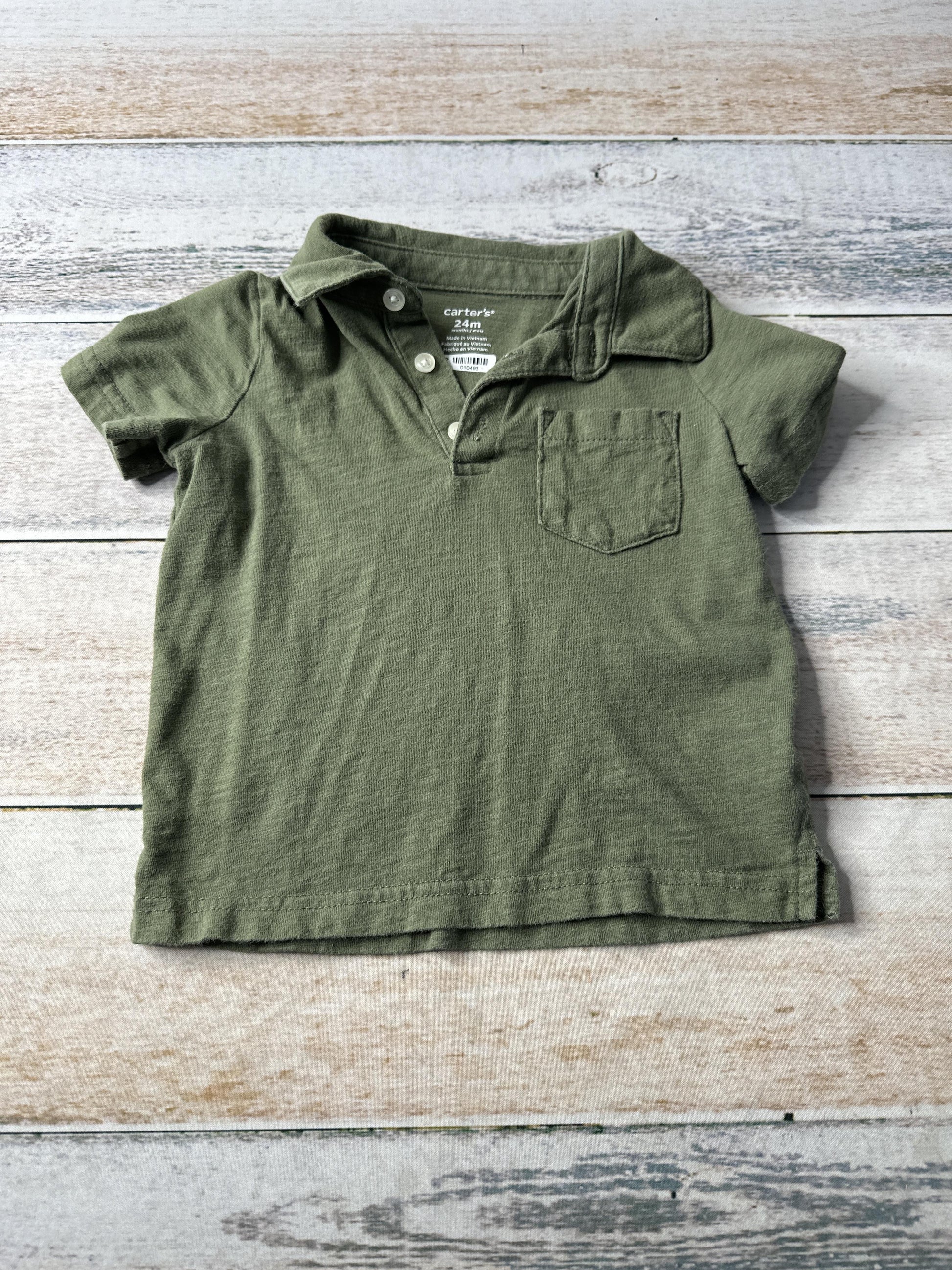 Carters Boys Army Green Polo Shirt Size: 24 months Army Green