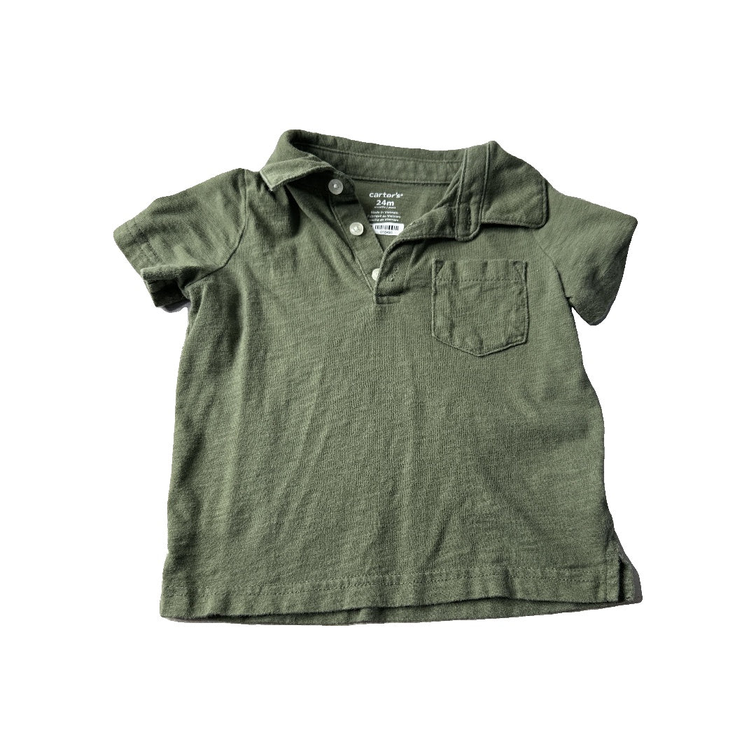 Carters Boys Army Green Polo Shirt Size: 24 months Army Green