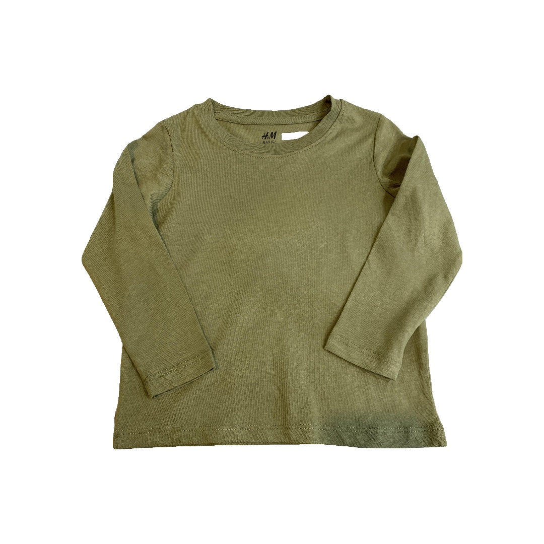 H&M Unisex Army Green Long Sleeve T-Shirt Size: 2T Army Green