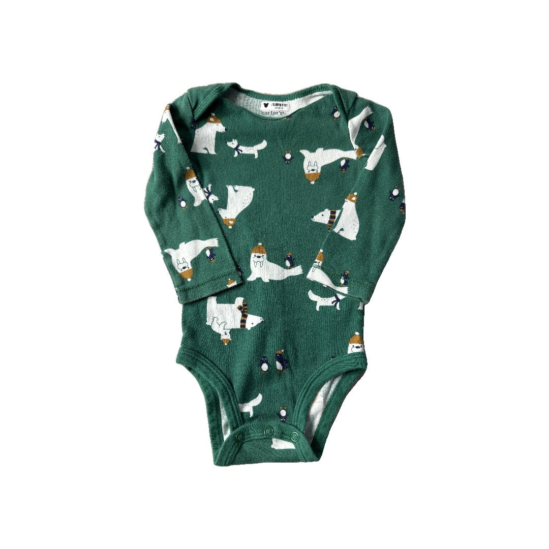 Carters Unisex Army Green Onesie Size: 6-9 months Army Green
