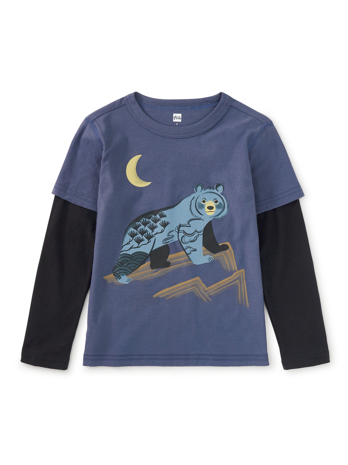 Tea Collection Boys Bear Layered Long Sleeve T-Shirt Size: 5T Bear Layered