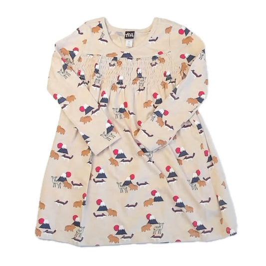 Tea Collection Girls Beige Animals Dress Size: 4T Beige Animals