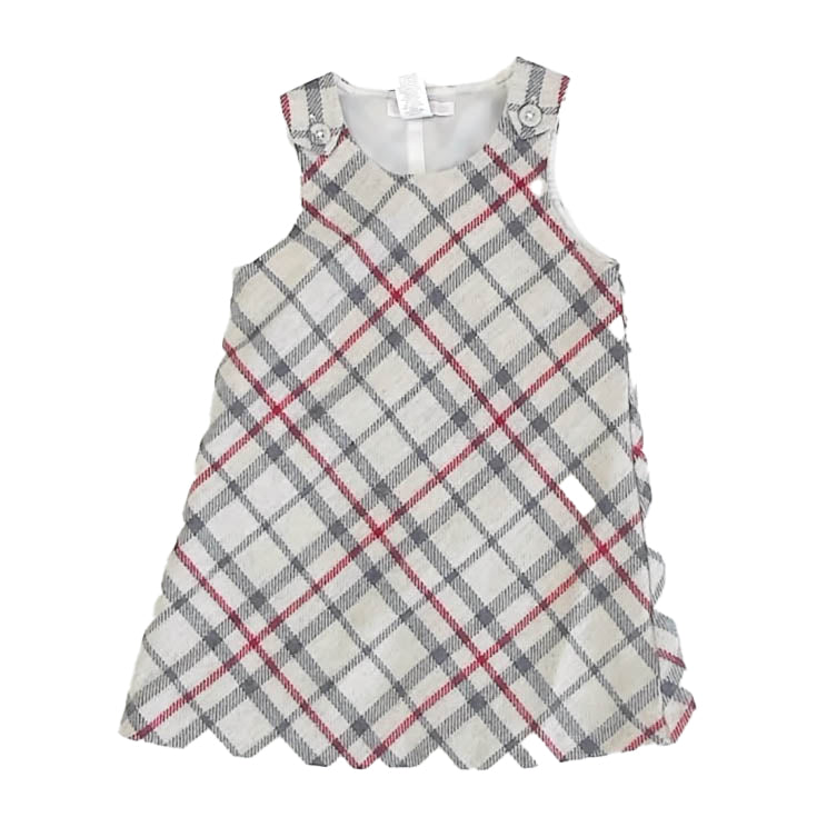 Janie and Jack Girls Beige | Black | Red Plaid Jumper Size: 18-24 Months Beige | Black | Red Plaid