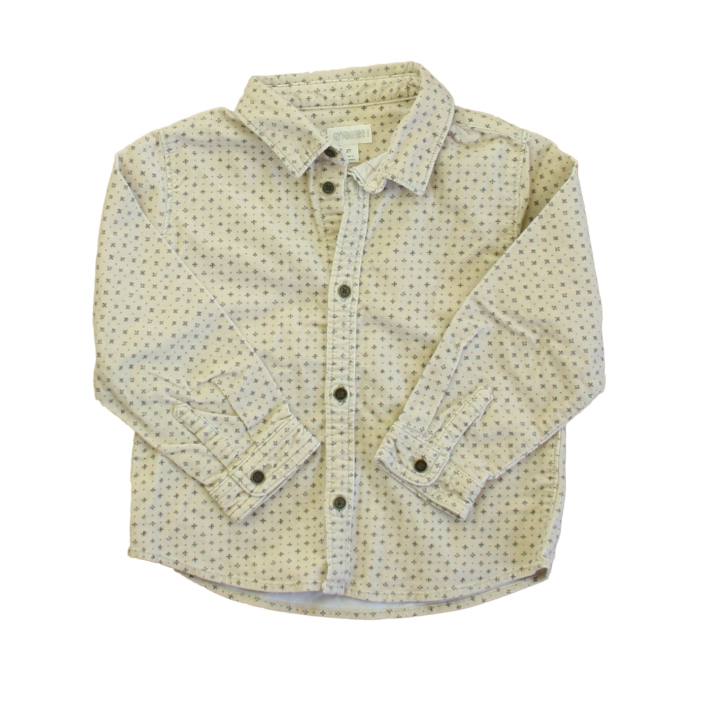 Gymboree Boys Beige | Black Button Down Long Sleeve Size: 2T Beige | Black